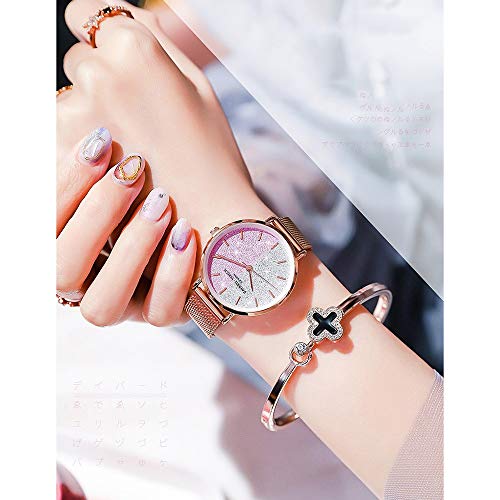 Versión Coreana De Los Modelos Femeninos De Reloj De Cuarzo Resistente Al Agua Simple Y Elegante, Esfera De Acero Estrellado Macarons Dial De Color De Contraste, Reloj De Mujer Cherry Powder, Regalos