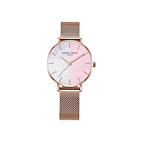 Versión Coreana De Los Modelos Femeninos De Reloj De Cuarzo Resistente Al Agua Simple Y Elegante, Esfera De Acero Estrellado Macarons Dial De Color De Contraste, Reloj De Mujer Cherry Powder, Regalos