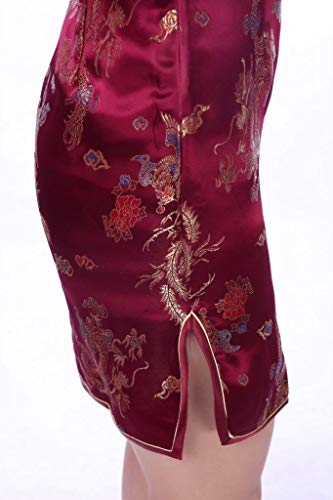 Vestido De Fiesta Las Las De Señoras De Mujeres Mode De Marca De La Vendimia Estilo ETNO Cheongsam Qipao Vestido De Noche Chino De Manga Corta con Cuello Alto Estampado Floral Vestidos De Tubo