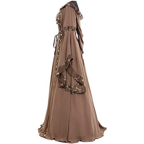 Vestido Victoriano Mujer Maxi Dress Largo Victoria Vintage Mujer con Capucha para Fiesta Halloween Navidad Carnaval Falda Vintage con Mangas Llamaradas Gran Tamaño