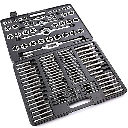 VEVOR Terrajas de Roscar, Conjunto Popular de 110 Piezas, Terrajas y Machos de Roscar de Acero al Tungsteno, Juego Terrajas y Machos con Llave Inglesa Ajustable, Herramientas para Roscar Métrica