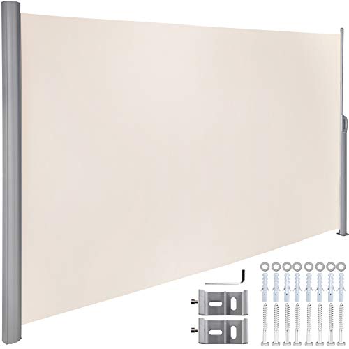 VEVOR Toldo Solar Retráctil, Pantalla de Alta Privacidad 160X300cm,Toldo Lateral de Aluminio Separador Retráctil Terraza, para Patio Jardín