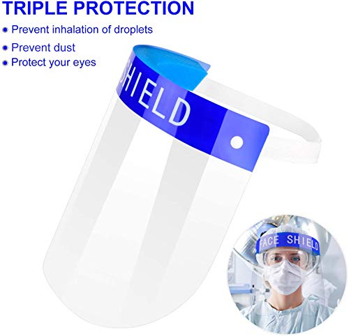 Vibeey Safety Face Shield Tapa de protección completa Visor ancho Escupir Lente antiniebla Ligero Protector facial transparente ajustable para hombres Mujeres