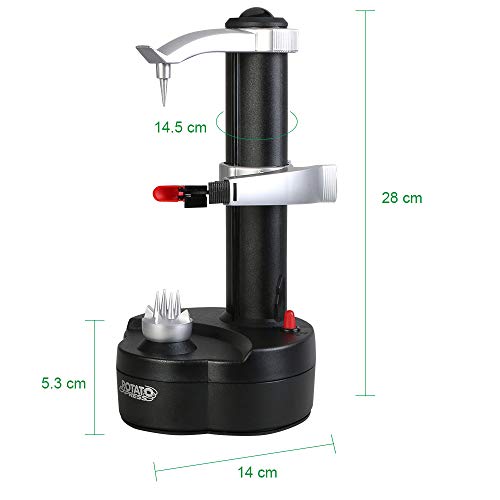 Vicloon Pelador Eléctrico,Pelador Multifunción con Cuchilla de Acero Inoxidable,Pelador de Patatas Máquina Automática para Fruta y Verdura,Negro - (Adaptador Incluido)