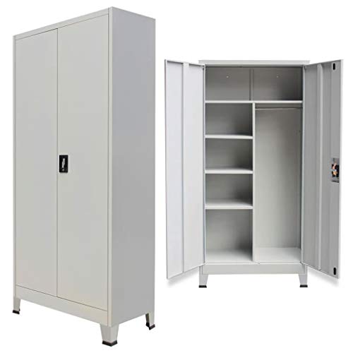 vidaXL Armario Puertas Gris 90x40x180 cm Casillero Taquilla Mueble Organizador