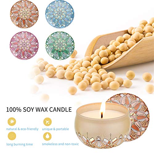 Viesap Velas Aromaticas, Cera de Soja 100% Natural, Vela Aromática Caja de Regalo, 4pcs Mujer Velas Perfumadas, Aromaterapia Relajación Baño Yoga Acción de Gracias Navidad Día de San Valentín Regalos