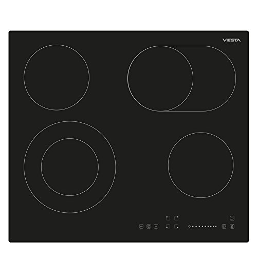 Viesta CKF4Z Vitrocerámica de 4 fuegos de altra calidad con niveles 9 de cocción, protección contra el sobrecalentamiento, temporizador y controles táctiles - encastrable