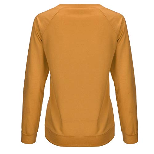 Viewk - Sudadera con capucha para mujer, diseño de animal, cuello redondo Beige Z-amarillo M