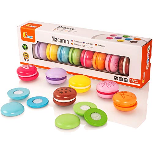 VIGA - Pack de 8 Galletas Macaron de Juguete - Madera