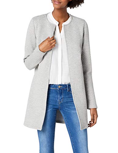 VILA CLOTHES VINAJA NEW LONG JACKET - NOOS, Chaqueta de traje Mujer, Gris (Light Grey Melange), 34 (Talla del fabricante: X-Small)