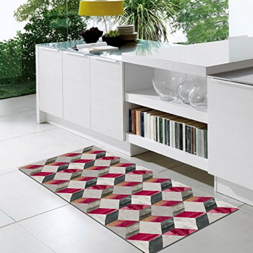 Vilber Gran Chef Cubik Alfombra, Vinilo, Rojo, 50x120x0.2cm