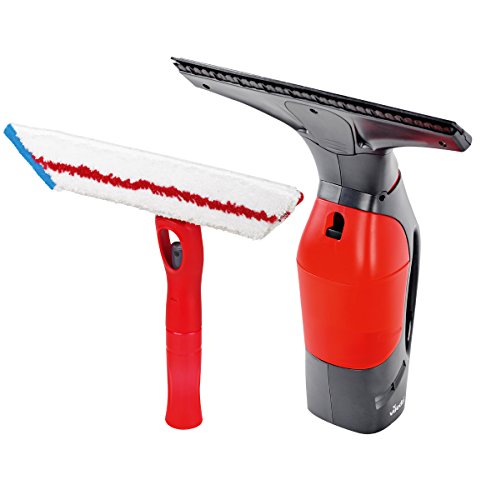 Vileda Windomatic Power Set - Aspirador de ventanas y mopa microfibras con spray, limpiacristales con cuello flexible y pulverizador con mopa, extra potencia, medidas 17.5 x 12 x 32 cm, rojo y negro