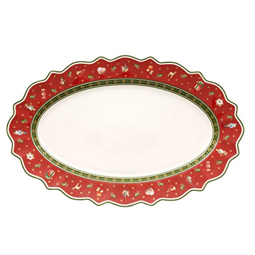 Villeroy & Boch 14-8585-2910 Bandeja Ovalada Toy's Delight, para Navidad, 50 x 31 cm, en Festivo Embalaje de Regalo, Porcelana, Multicolor, 50.5x32.0x5.0 cm