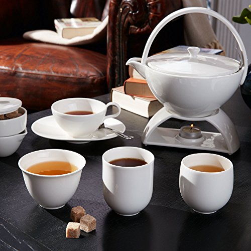 Villeroy & Boch Tea Passion Azucarero y Lechera baja, 3 piezas, 130 ml/110 ml, Porcelana Premium, Blanco