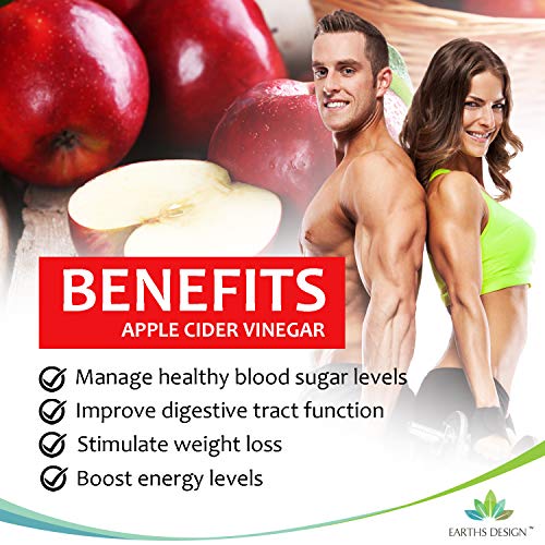 Vinagre de Sidra de Manzana - 400 mg - Apple Cider Vinegar - 90 Cápsulas (Suministro Para 3 Meses) de Earths Design