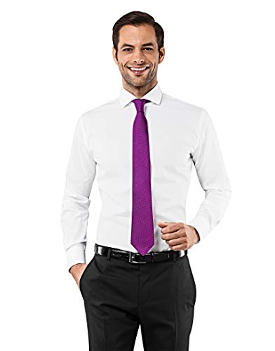 Vincenzo Boretti Camisa de Hombre, Ajustada Entallada (Slim-fit), 100% algodón, Manga-Larga, Cuello de tiburón, Lisa - no Necesita Plancha Blanco 39-40