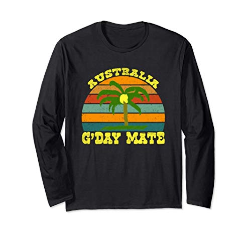 Vintage Australian Gday Mate with Palm Tree Manga Larga