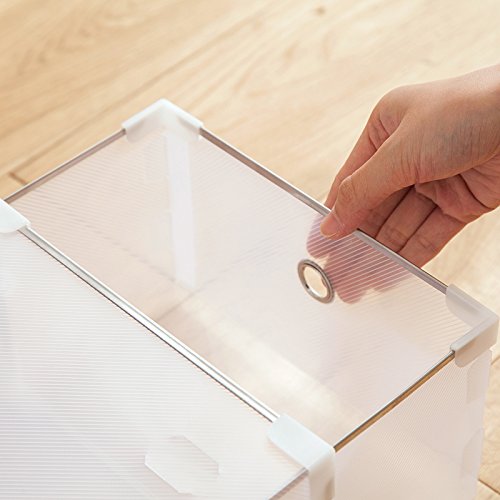 Vinteky® 10x Cajas Almacenaje Plegable de plástico Cajón Organizador Transparente envase de la Caja para Zapatos Apilable Plegable Contenedor.