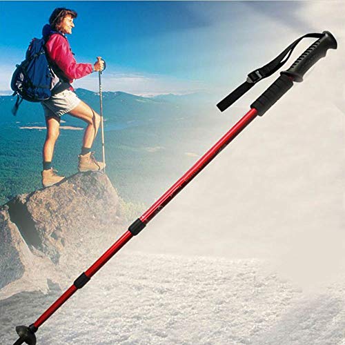 Vipithy Caña Recta Portátil Trekking Pole 6065 Aluminio Ultraligero Útil Hgy (Rojo)