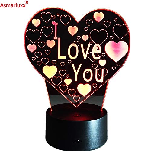 Visión Bombilla ilusión Colorida lámpara de Mesa táctil luz romántica Amo tu corazón Decoración de Boda de Navidad Regalo de Amante