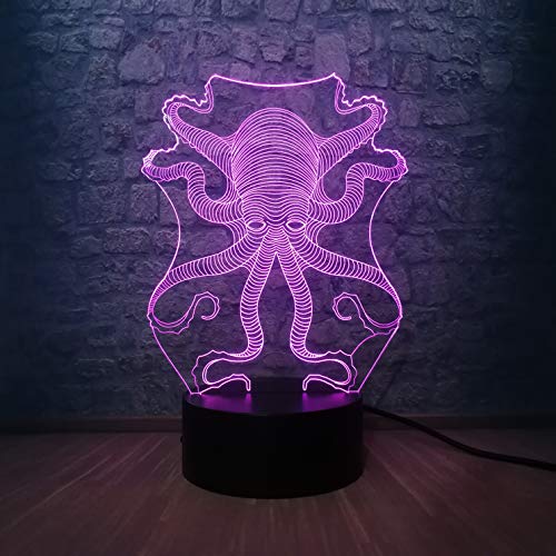 Vivid 3D Animal Octopus Cuttlefish USB LED Lamp Underwater World Fish 7 colores Change Night Light Desk Lamp Decor Kids Gift