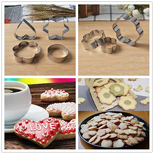 Vi.yo Galletas Molde herramientas hornada Navidad Amor molde acero inoxidable pasteles Multi-cavidad moldes torta herramienta cortadores galleta del metal 3pcs