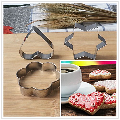 Vi.yo Galletas Molde herramientas hornada Navidad Amor molde acero inoxidable pasteles Multi-cavidad moldes torta herramienta cortadores galleta del metal 3pcs