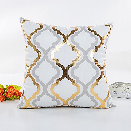 VJGOAL Lámina de Oro Jacquard Impresión Geométrica Súper Suave Funda de Almohada Sofá Cintura Funda de cojín Decoración para el hogar Funda de Almohada