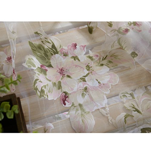 VORCOOL Flor Sheer Cortinas Ventana Pantalla Ventana Gasa Bufanda de la Puerta Cuellos para la decoración de la habitación (Rosa)