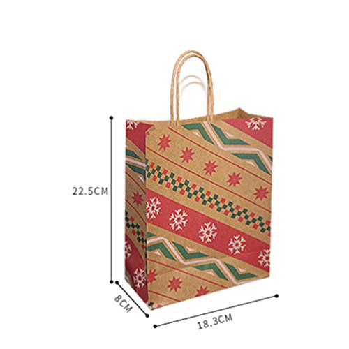 Vosarea Bolsa de papel kraft 20 piezas impresión bolsas de la compra creativas portátiles tote caja regalo bombonera bolsa para panadería tienda de casa (estilo mixto)