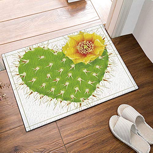 vrupi Patrón Cactus Forma corazón Bienvenido Exterior Interior Dormitorio Cocina Entrada Alfombra decoración del hogar Puerta Alfombra 40 * 60cm Rectangular Moda Alfombra baño Hotel Inodoro