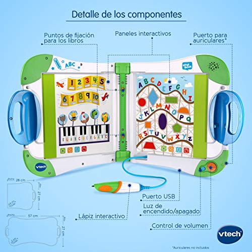 VTech - MagiBook, Enseña a aprender, ¿Qué quieres saber hoy? vocabulario, mates, ciencias, horas de entretenimiento, libros interactivos, color verde (80-602122)