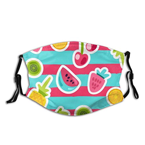 VTYOSQ Pasamontañas con Patrones de Frutas de Verano con Estampado de Filtro, Cubierta Facial, Tela Lavable para Mujer, poliéster, Polvo, Reutilizable, pañuelo para la Boca, Polaina para el Cuello