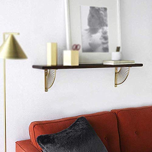 WaiMin 2pcs victoriano moldeada soporte de repisa estante de la pared de soporte Gold esquina de metal grueso hierro Mostrar Triángulo decorativo estante Sala, Cocina Oro-30cm WaiMin