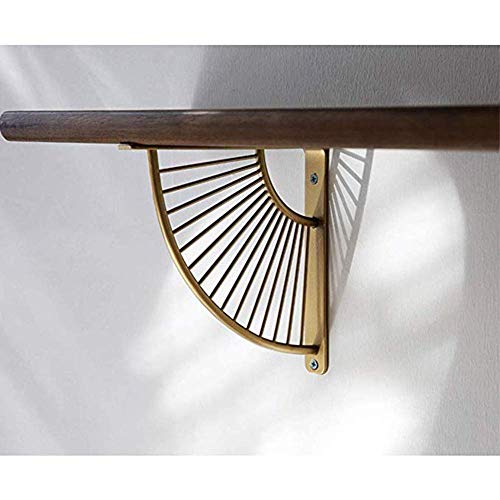 WaiMin 2pcs victoriano moldeada soporte de repisa estante de la pared de soporte Gold esquina de metal grueso hierro Mostrar Triángulo decorativo estante Sala, Cocina Oro-30cm WaiMin