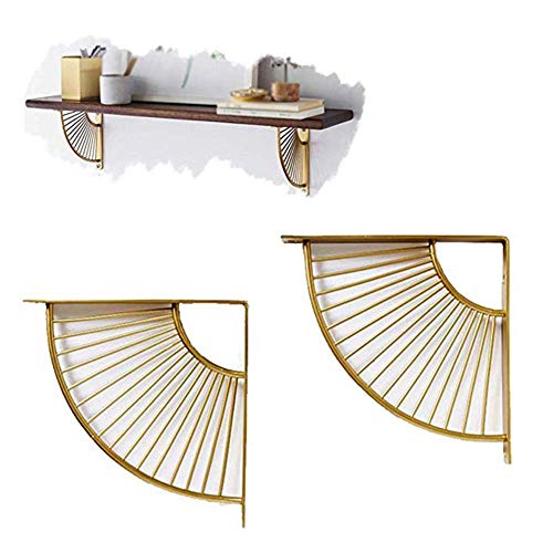 WaiMin 2pcs victoriano moldeada soporte de repisa estante de la pared de soporte Gold esquina de metal grueso hierro Mostrar Triángulo decorativo estante Sala, Cocina Oro-30cm WaiMin