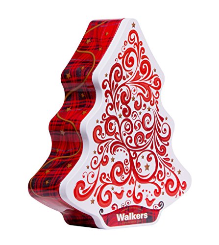 Walkers Shortbread - Molde para árbol de Navidad (225 g), color rojo y blanco