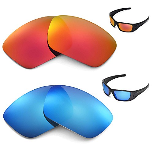 Walleva - Lentes polarizadas de hielo azul + rojo fuego para pila de combustible de Oakley