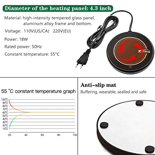 Wandefol Calentador de Taza de café, Bebida eléctrica y Placa de Calentador de Taza de té para Uso de Escritorio/Oficina/Uso en el hogar, Mejor Idea de Regalo Calentador de Taza - (Negro)