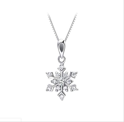 wanghuiminwje S925 Plata esterlina Flash Diamante Seis Puntas Estrella Colgante Moda Salvaje clavícula Cadena suéter Cadena Salvaje Longitud de la Cadena: 45 cm