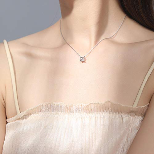 wanghuiminwje Tridimensional Colgante de Cristal de Estrella de Seis Puntas Plata de Ley 925 para Mujer Collar de Plata Longitud de la Cadena: 40 cm + 5 cm protección contra la radiación