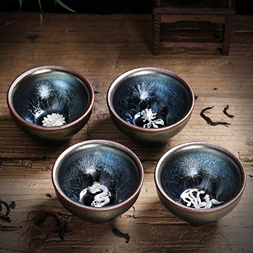 Warmwin 50/60/80/90 ml Taza de té de cerámica Taza de glaseado con Hielo Agrietado Juego de té de Kung Fu Chino Porcelana técnica Tradicional Taza de té Juego de té Cuenco 18 81x41mm 50ml