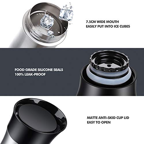 Wayin Taza Termo 300ml Frasco Térmica para Bebidas de Acero Inoxidable Taza de café a Prueba de Fugas Reutilizable Botella de Agua Aislada al Vacío para Viaje Trabajo Automóvil Oficina