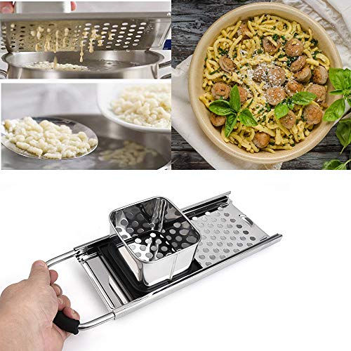 WDEC Utensilio para Pasta Alemana, Utensilios para Hacer Pasta Tradicional Alemana Spätzle, Spätzle Rallador de Acero Inoxidable Ideal para Pelar, Rallar y Cortar Pasta Casera