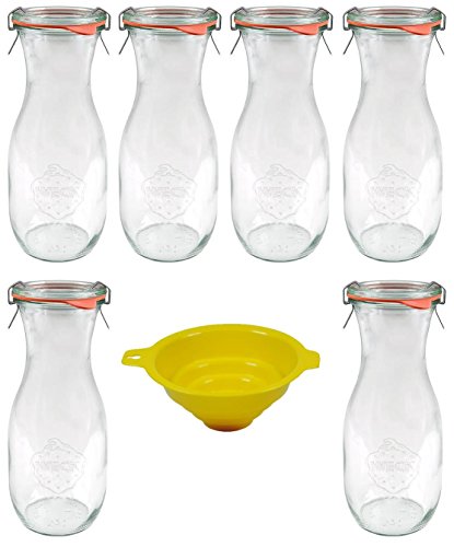 Weck - Botellas de cristal (6 unidades, 500 ml, incluye accesorios)