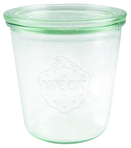 Weck - Tarro para conservas (vidrio de alta calidad, con tapa de cristal, resistente al calor, apto para microondas, horno y borde redondo), transparente, 290 ml