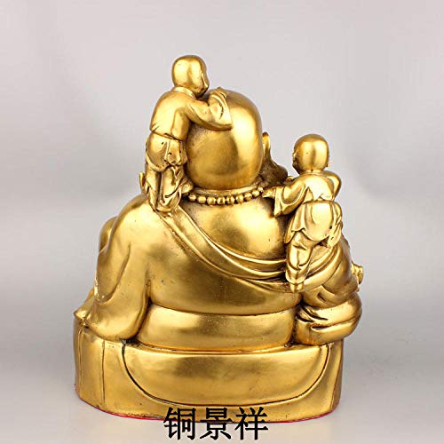 WEDR Escultura Decoracion Boy Outlets Pure Copper Medallion Abital Laughing Buddha Furnishing Articles Large Copper Maitreya Protect Peaceful Decoration