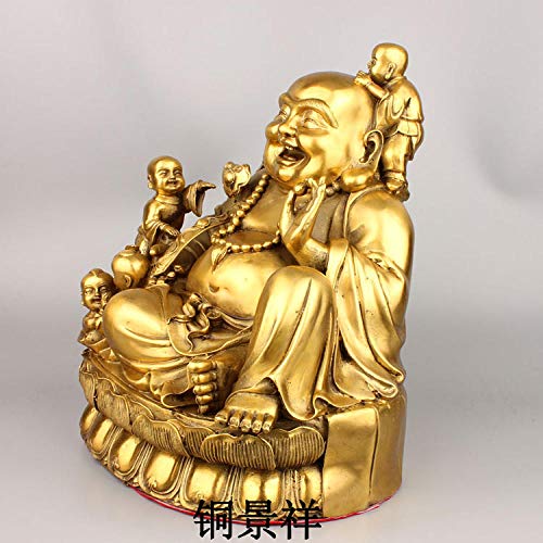 WEDR Escultura Decoracion Boy Outlets Pure Copper Medallion Abital Laughing Buddha Furnishing Articles Large Copper Maitreya Protect Peaceful Decoration