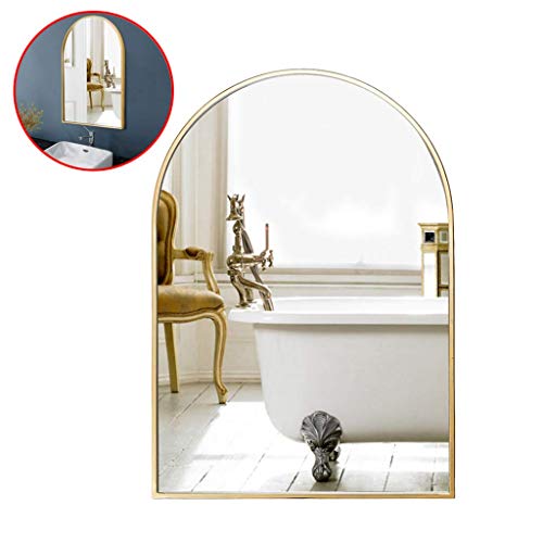 WEHOLY Espejos de tocador montados en la Pared con Luces Espejo de Pared Negro/Dorado, Espejo Decorativo de baño/Espejo de Maquillaje para Inodoro HD Impermeable y a Prueba de óxido （Arco）