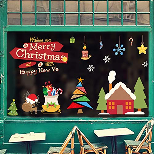 WEIPENG Árbol Festival Decoración Pegatinas De Pared para Habitaciones De Niños Decoración De Ventanas Tatuajes De Pared De Navidad Arte Mural De PVC